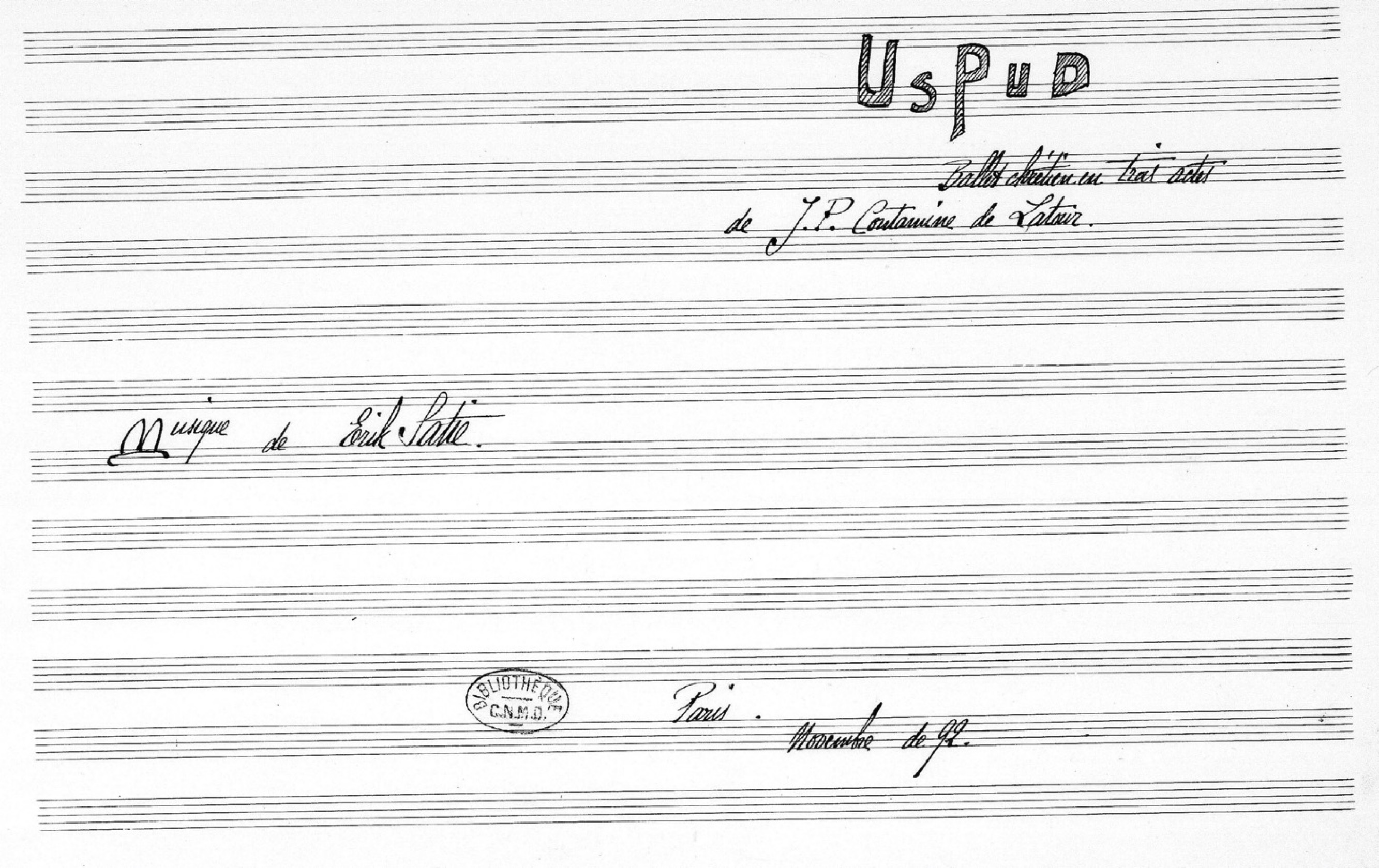Title page of the manuscript of Uspud.